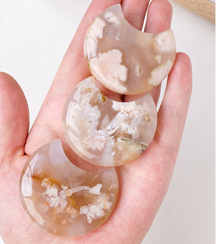 Sakura Agate in Moon Shape