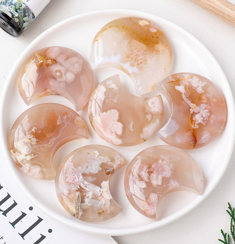 Sakura Agate in Moon Shape