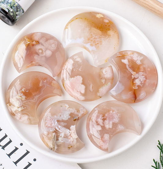Sakura Agate in Moon Shape
