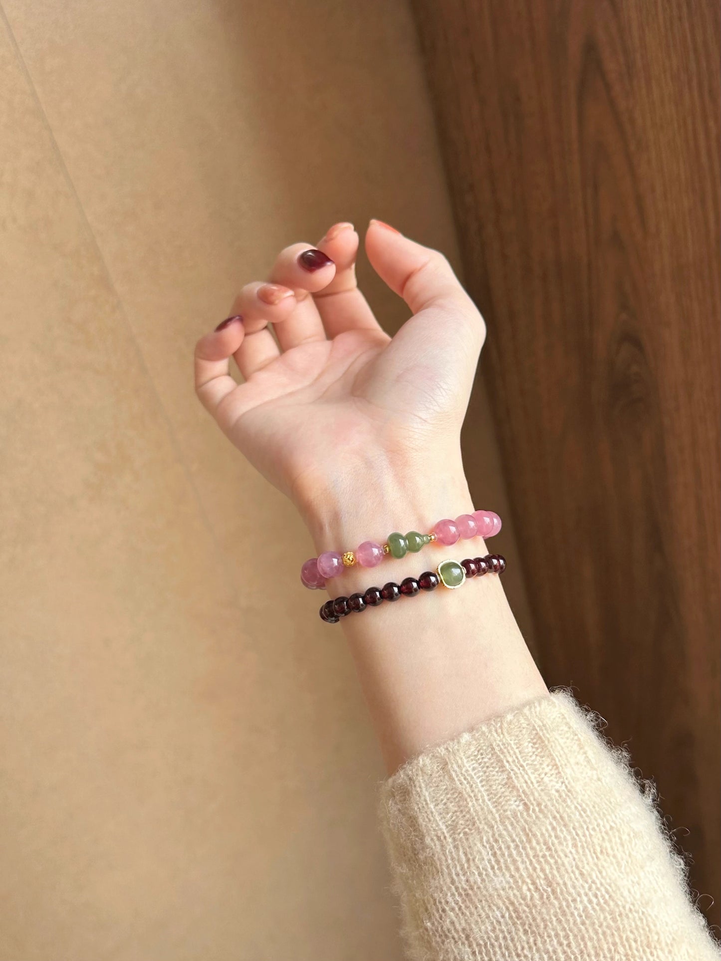 Pink Jade & Rose Quartz Bracelet – Love Attraction& Charm