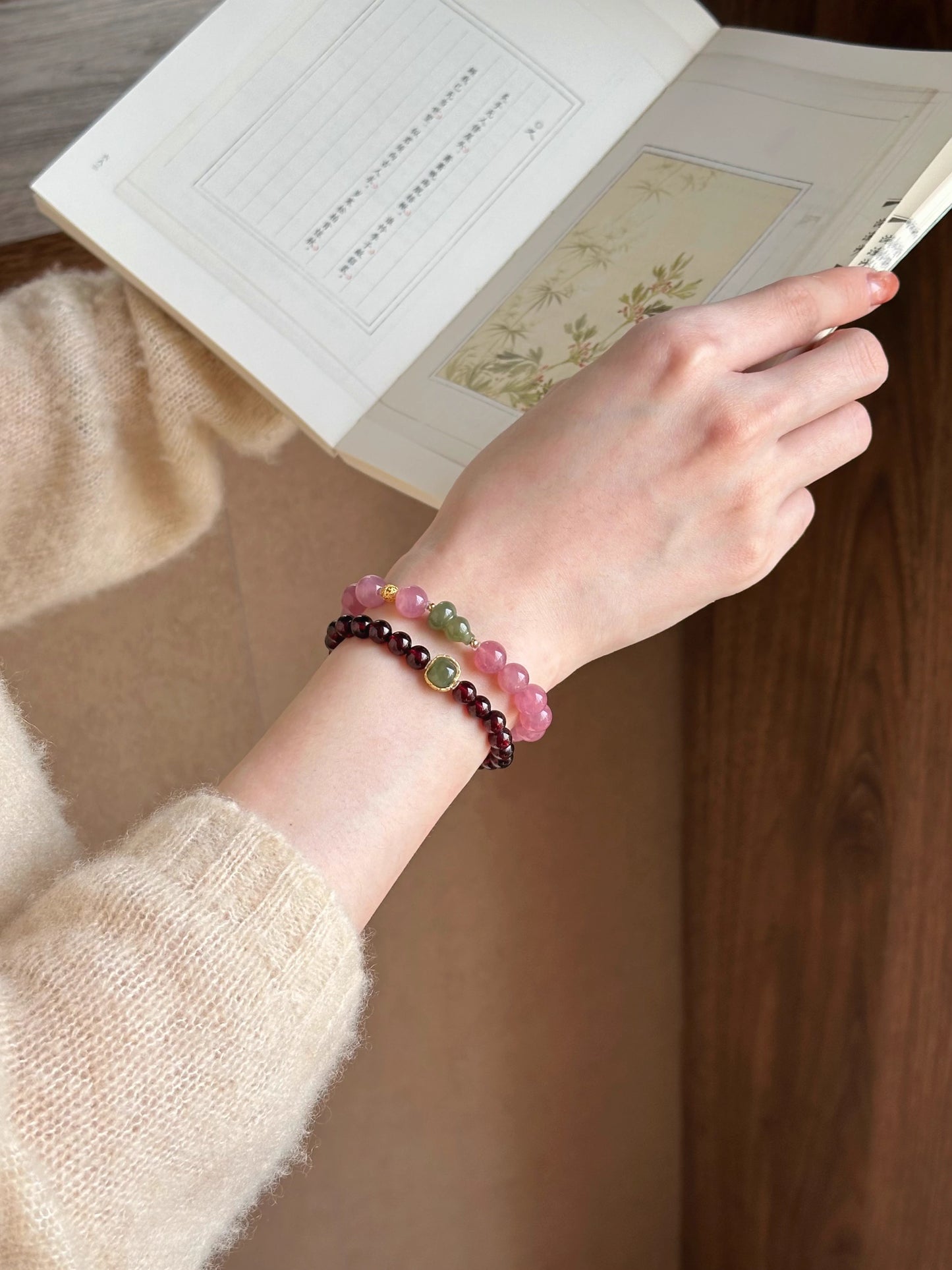 Pink Jade & Rose Quartz Bracelet – Love Attraction& Charm