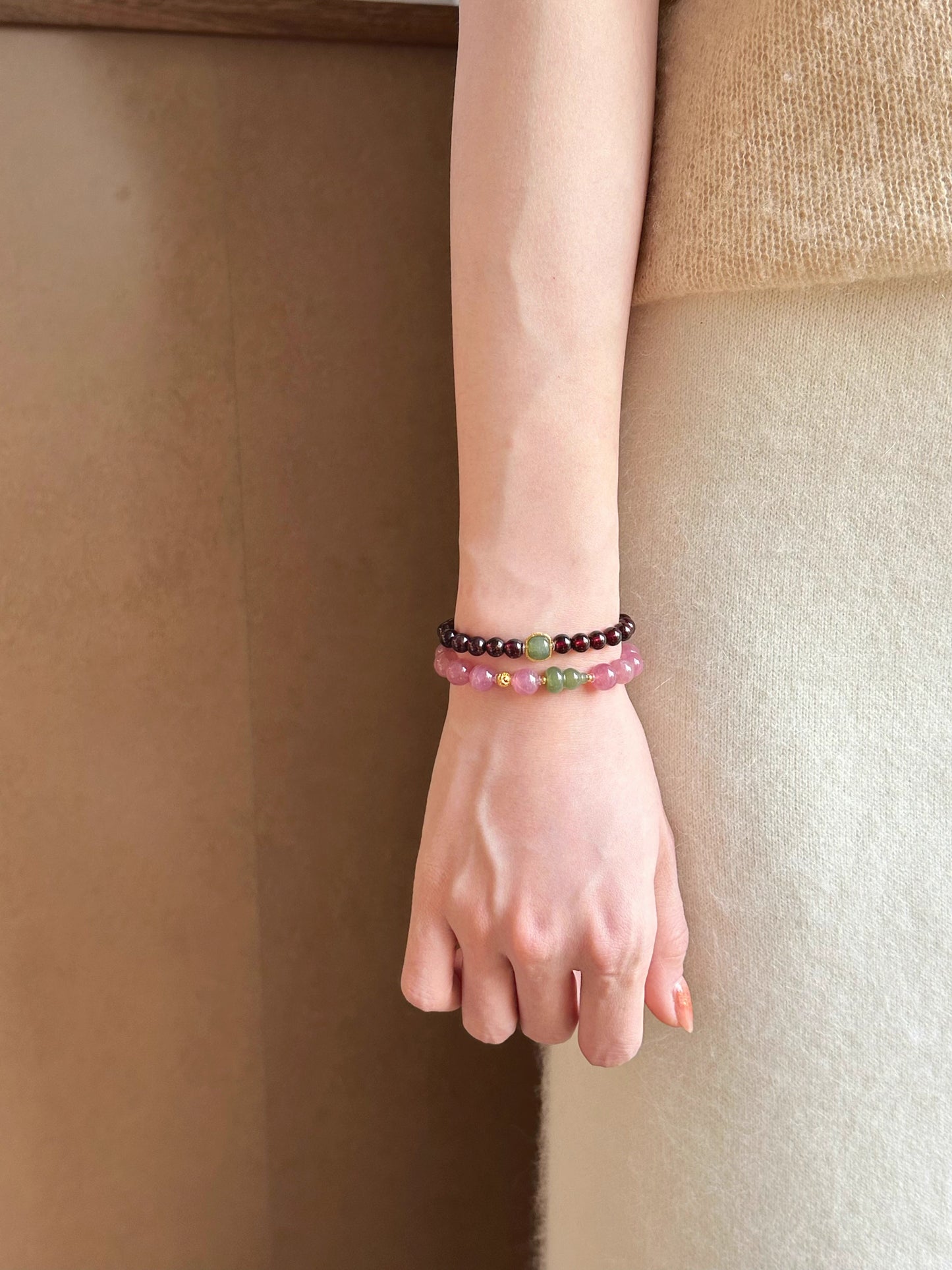 Pink Jade & Rose Quartz Bracelet – Love Attraction& Charm
