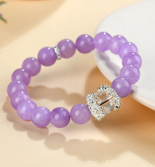 Lavender Amethyst & White Quartz bracelet