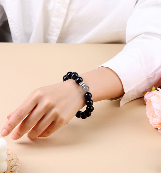 Blue Tiger’s Eye & Gray Moonstone Bracelet