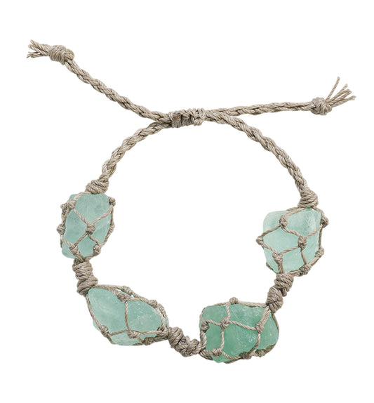 Green Fluorite Raw Stone Handwoven Bracelet
