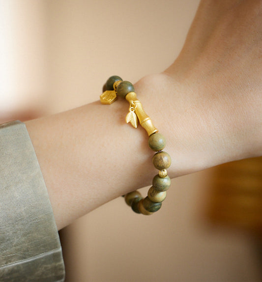 Green Sandalwood & Golden Bamboo Bracelet