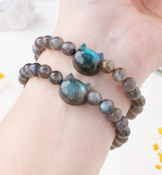 Round Labradorite Cat Bracelet