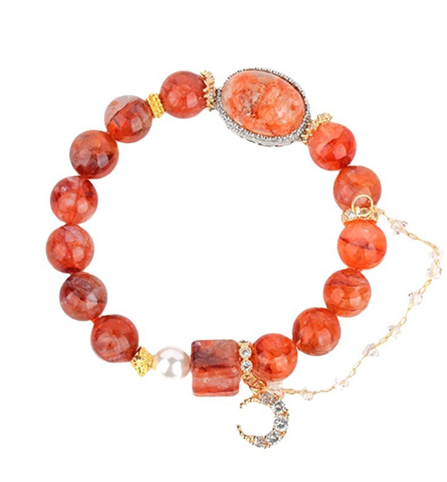 Vibrant Red Flower Crystal bracelet