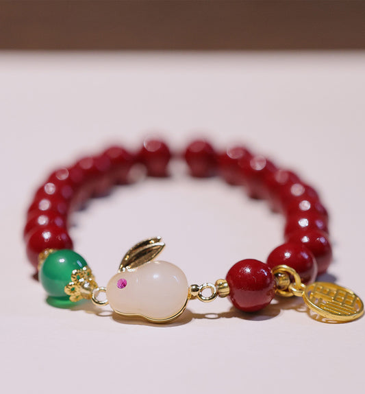 Prosperous Rabbit Cinnabar Bracelet