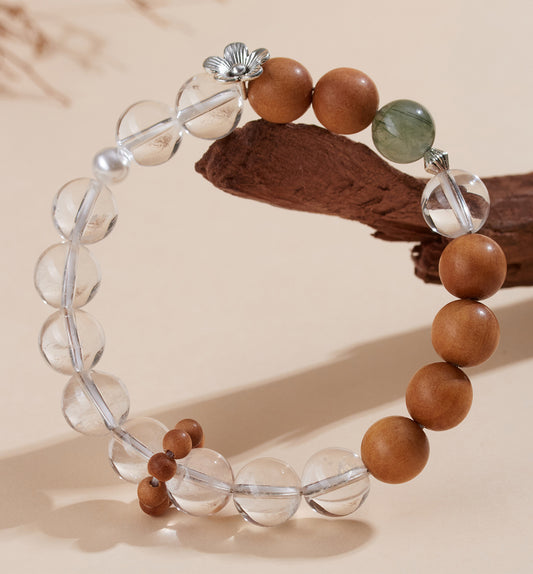 White Quartz, Sandalwood & Green Phantom Quartz bracelet