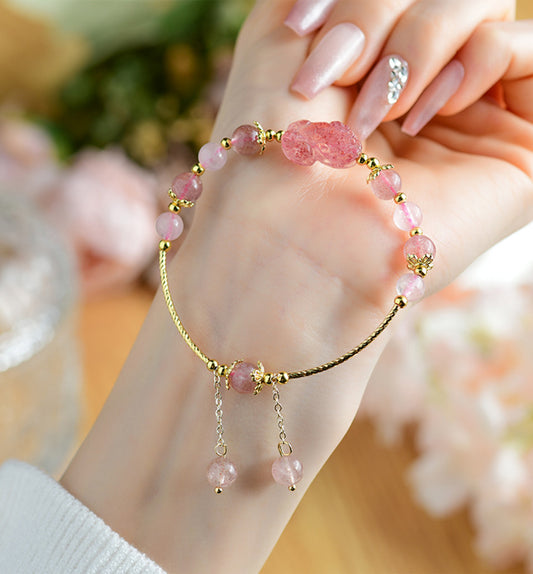 Rose Quartz & Strawberry Quartz Bracelet