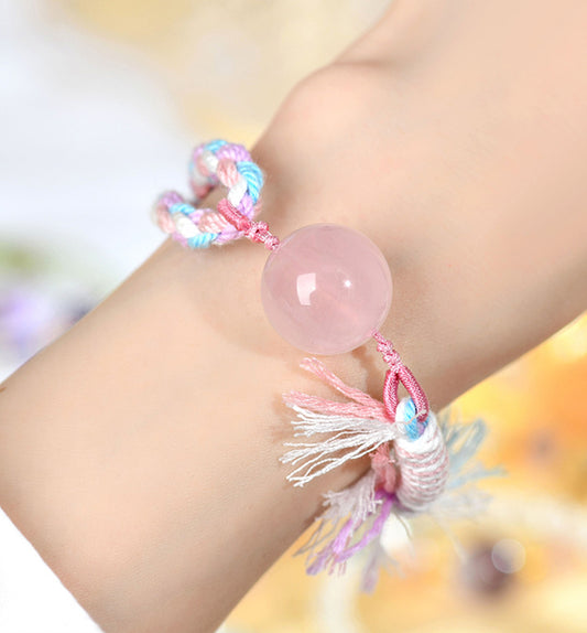 Handwoven Rose Quartz Bracelet
