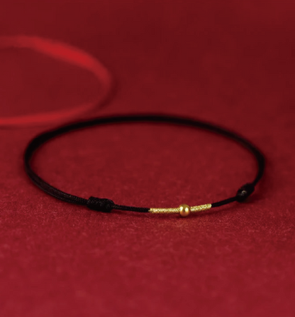 Buddha Stones Golden Bead Silver Protection Braided Bracelet