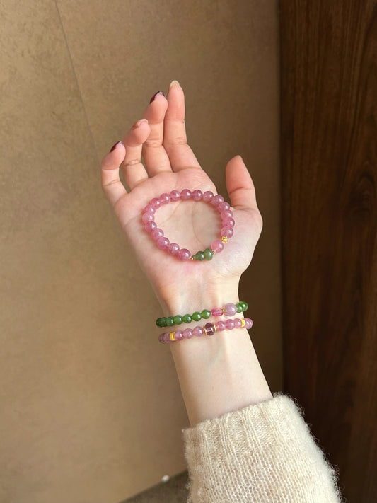 Pink Jade & Rose Quartz Bracelet – Love Attraction& Charm