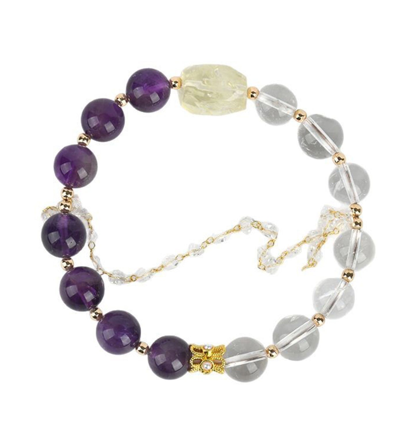 Amethyst, Clear Quartz & Citrine Bracelet