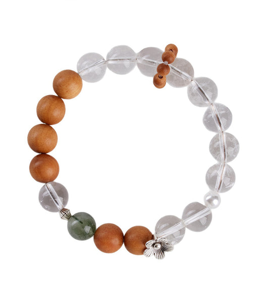 White Quartz, Sandalwood & Green Phantom Quartz bracelet