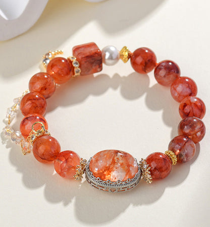 Vibrant Red Flower Crystal bracelet