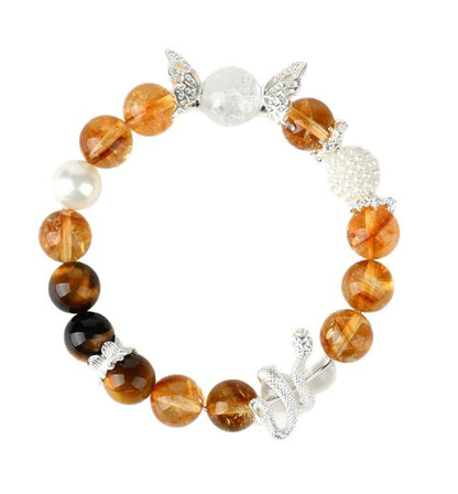 Yellow Quartz with Tiger’s Eye and a serpent motif bracelet