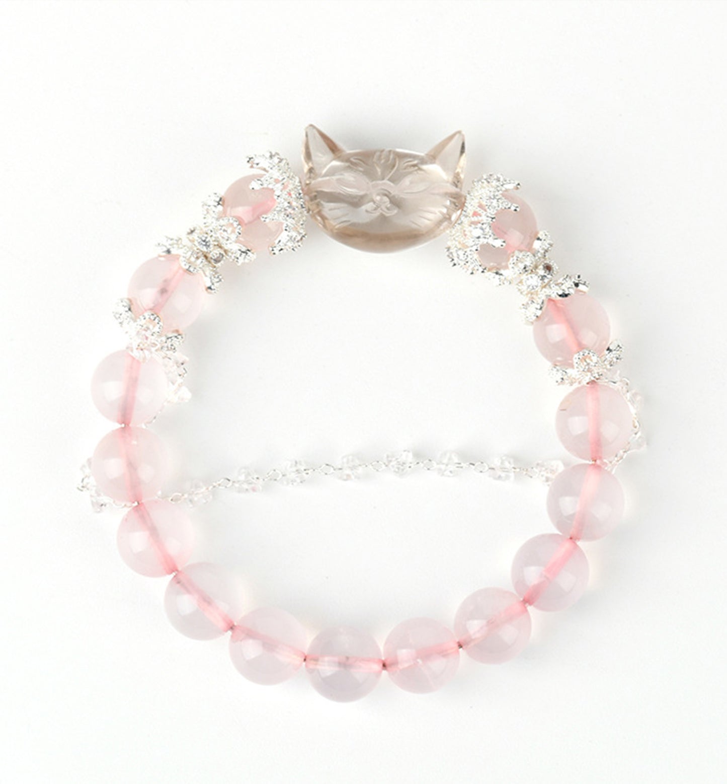 Rose Quartz & Clear Quartz Fox Bracelet