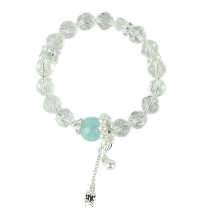 White Quartz Freeform Faceted Bracelet