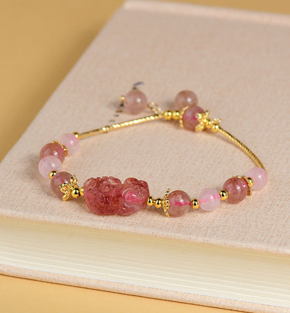 Rose Quartz & Strawberry Quartz Bracelet