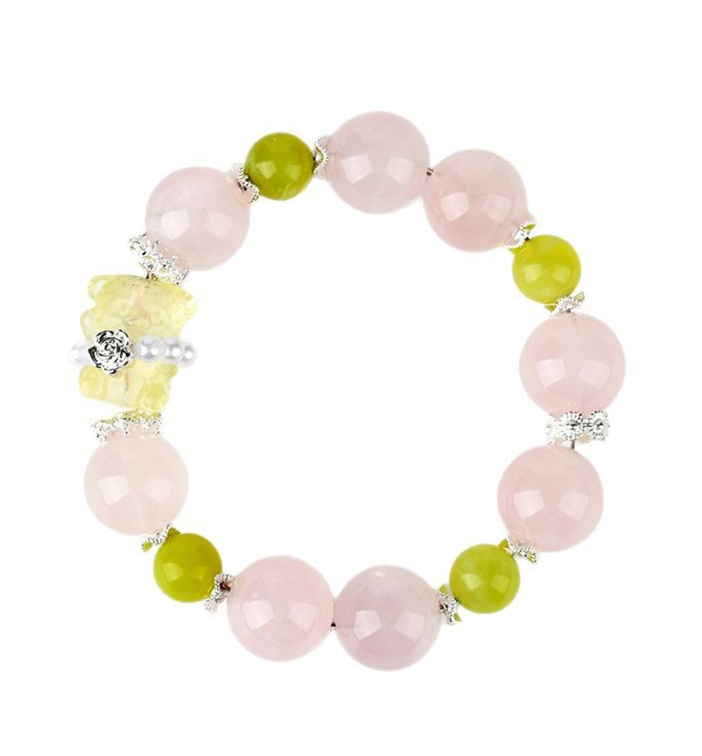Rose Quartz & Citrine Bear Bracelet