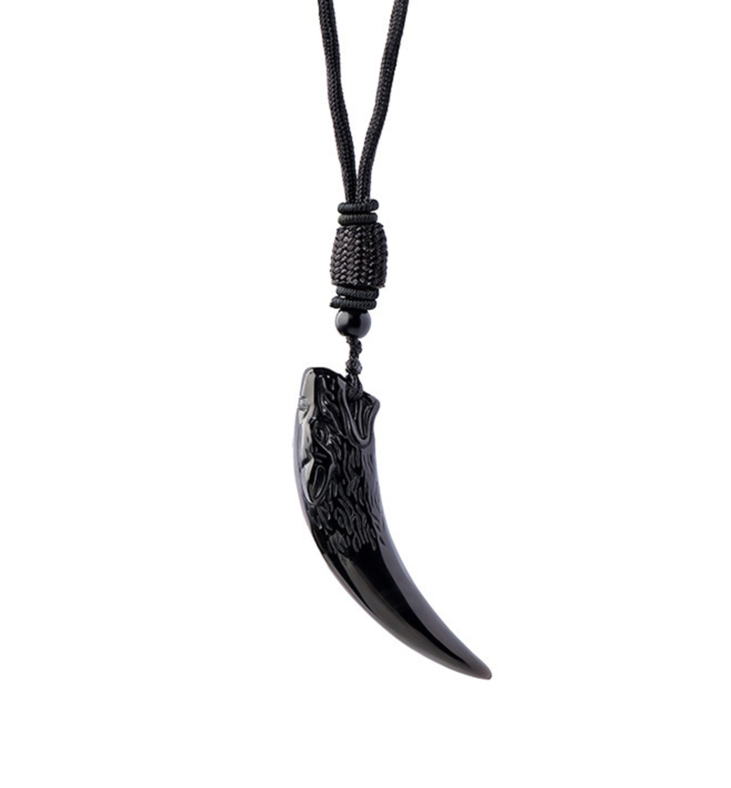 Obsidian Wolf Head Pendant