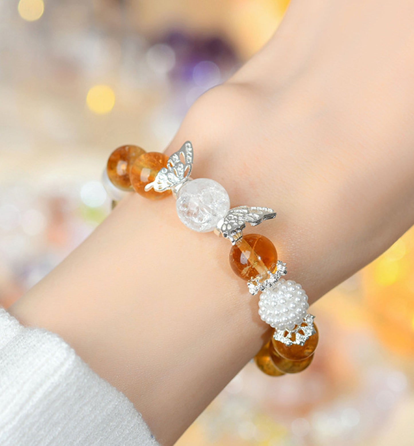 Yellow Quartz with Tiger’s Eye and a serpent motif bracelet