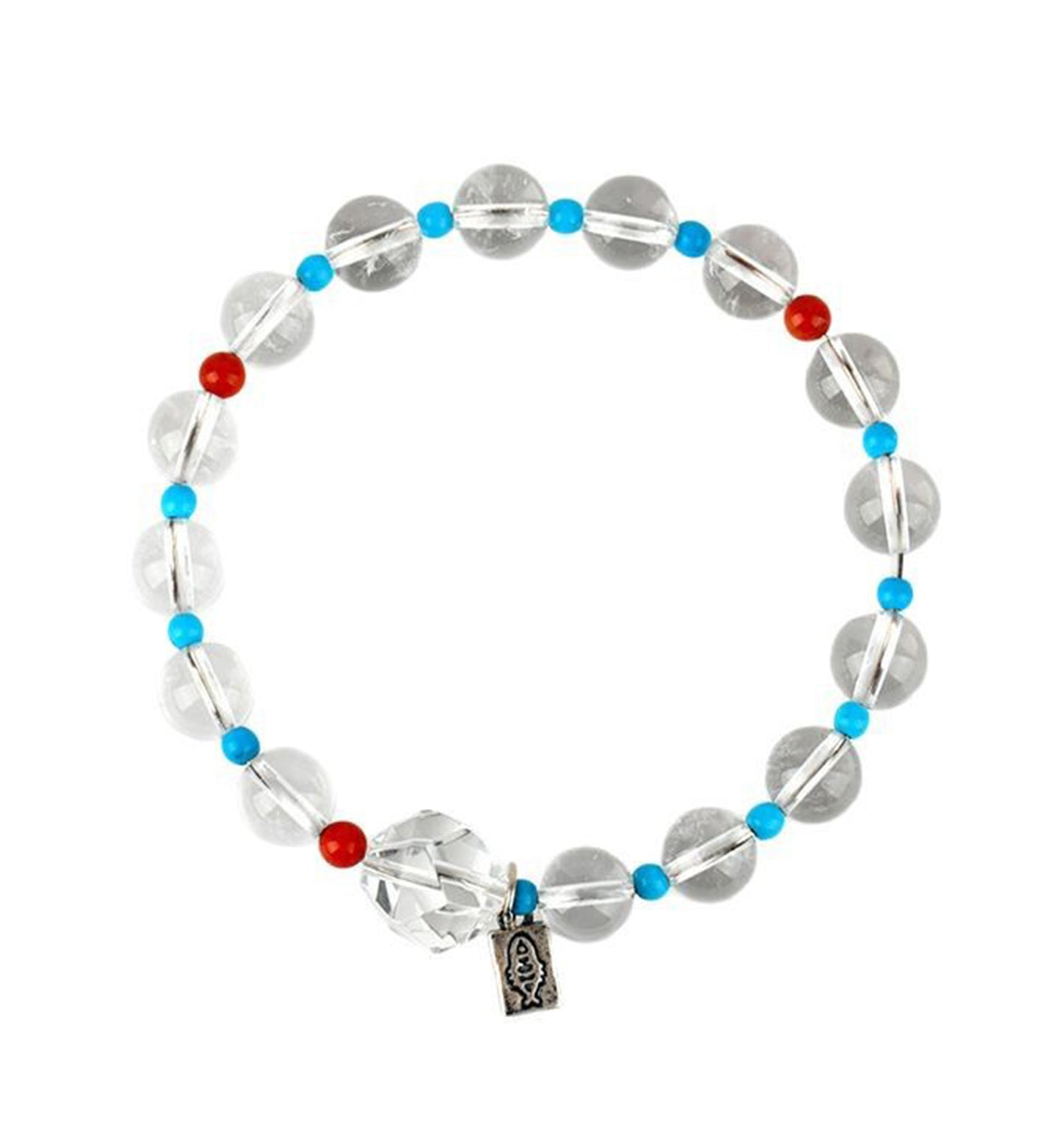Clear Quartz & 925 Sterling Silver Little Fish Bracelet